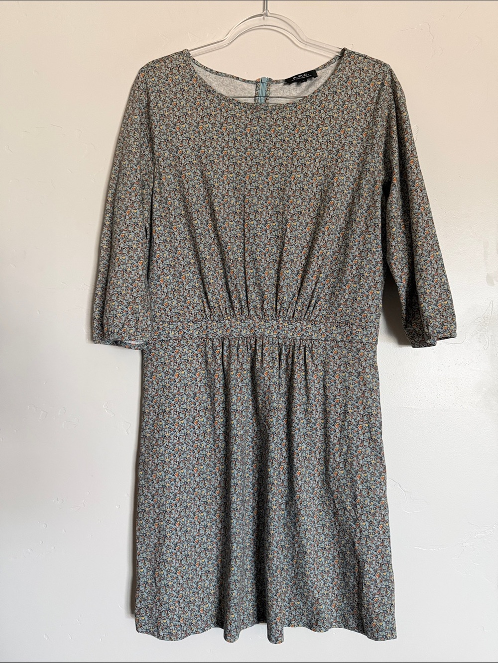 A.P.C. Gray Floral Long-Sleeve Scoop Dress